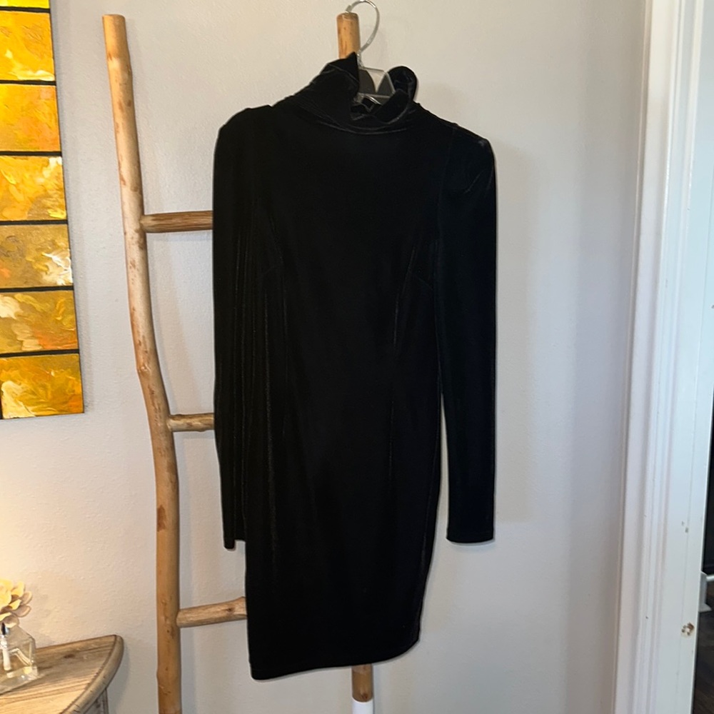 Beautiful black velvet fitted dress.